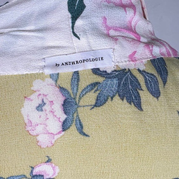 Anthropologie Elma Floral Kimono Top One Size Yellow Green Pink Open Front Boho - Picture 7 of 8